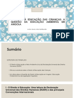 O Direito A Educacao Das Criancas A Questao Da Educacao Ambiental em Angola