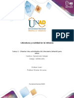 Formato Tarea 3 - Diseñar Dos Actividades de Literatura Infantil para Niños