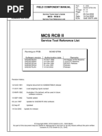 Service Tool Reference List: Field Component Manual