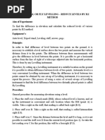 Differential or Fly Levelling - Reduce Levels by H.I Method Aim of Experiment