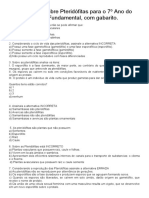 Exercícios Sobre Pteridófitas para o 7º Ano Do Ensino Fundamental