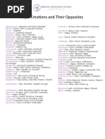 Major Emotions and Their Opposites