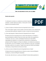 Cuestionario Sistema General de Seguridad Social en Colombia