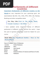 List of Parliaments of Different Countries PDF