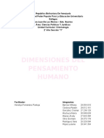 Tema I - DIMENSIONES DEL PENSAMIENTO HUMANO Grupo 1