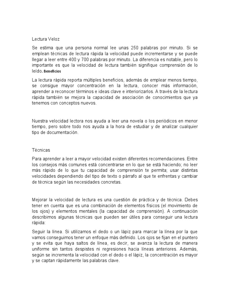 Lectura Veloz | PDF | Lectura veloz | Cognición image.