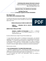 Modelo Denuncia Penal Omisión de Funciones - Autor José María Pacori Cari