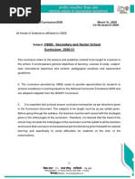 Cbse Secondary and Senior School Curriculum 2020-21: F.1001/CBSE-Acad/Curriculum/2020 March 31, 2020 Cir No Acad-21/2020