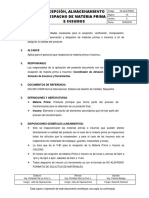 Nc-Alm-Pr003 Recepción, Almacenamiento y Despacho de Materia Prima e Insumos