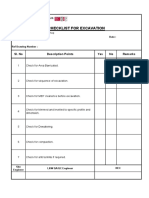 Checklist For Excavation: Sl. No Description Points Yes No Remarks