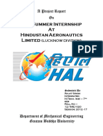 The Summer Internship at Hindustan Aeronautics Limited: A Project Report