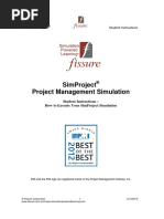 Simproject Project Management Simulation: Fissure Simproject Student Instructions