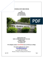 Information Brochure: FOR Admission To PHD Programme (July 2020 Session)