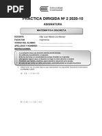 Práctica Dirigida #2 Matemática Discreta 2020-10