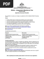 Skilled - Independent (Residence) Visa: (Subclass 885) Application Document Checklist