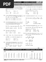 F HG I KJ: Class Test - 5/13 Quadratic Equation Mathematics (Foundation)