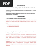 Cuestionario Sobre Transformadores Monofasicos