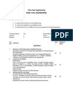 First Year Engineering Basic Civil Engineering: Course Objectives: The Student Will Be Able