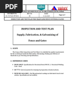 Inspection and Test Plan Supply, Fabrication, & Galvanizing of Fence and Gates