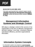 MIS & Strategic Control