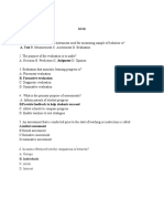 B. Formative Evaluation: 6. in Norm Referenced Test The Comparison Is Between? A. Groups C. Areas D. Interest