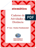 Caderno de Atividades de Matemática A Distancia - 8º Ano Fundamental