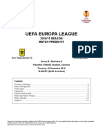 Uefa Europa League: 2010/11 SEASON Match Press Kit