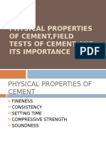 Physical Properties of Cement, Field Tests of Cement and Its Importance