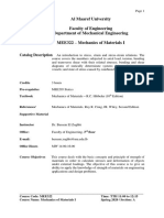 Al Maaref University Faculty of Engineering Department of Mechanical Engineering MEE322 - Mechanics of Materials I