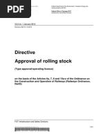 Directive Approval of Rolling Stock: (Type Approval/operating Licence)