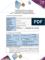 Guía de Actividades y Rúbrica de Evaluación - Paso 1. Introducción A La Pedagogía Hospitalaria PDF