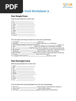 Irregular Verb Worksheet A: Past Simple Form