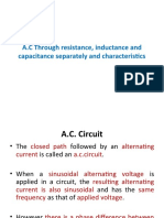 A.C Through Resistance, Inductance and Capacitance