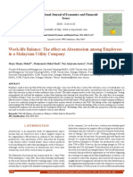 Work-Life Balance: The Effect On Absenteeism Among Employees in A Malaysian Utility Company