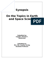 Synopsis On The Topics in Earth and Space Science: Submitted By: Enguito, Damsel F. Masterand