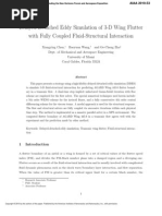 Delayed Detached Eddy Simulation of 3-D Wing Flutter With Fully Coupled Fluid-Structural Interaction