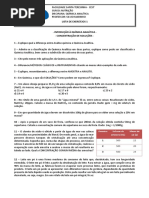 LISTA DE EXERCÍCIOS 1 - Introducao e Concentracao de Soluções