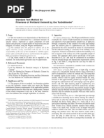 Fineness of Portland Cement by The Turbidimeter: Standard Test Method For