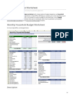 Household Budget Worksheet