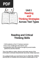 Unit I:: Reading and Thinking Strategies