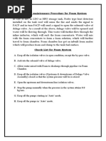 Operation Maintenance Procedure For Foam System