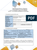 Guía de Actividades y Rúbrica de Evaluación - Tarea 3 - Los Enfoques Disciplinares en Psicología