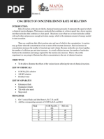 Effect of Concentration in Rate of Reaction