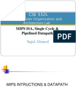 Lecture - MIPS ISA, Single Cycle & Pipelined Datapath