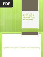 Assessment On The Practice of Corporate Social Responsibility