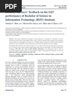 Industry Partners' Feedback On The OJT Performance of Bachelor of Science in Information Technology (BSIT) Students