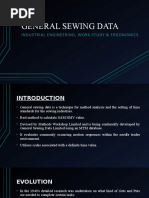 General Sewing Data: Industrial Engineering, Work Study & Ergonomics