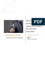 Individual Essay: Should Employers Take Psychological Contract Seriously When Looking at The Employment Relationship?