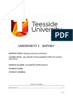 Assessment 2 Report: MODULE TITLE: Managing Operations and Finance Course Title: MSC Project Management With Advanced