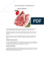 Principales Cortes de Carne de Res Y Sus Respectivos Usos